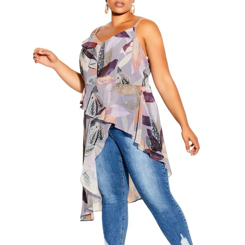 NEW City Chic Amalia Paradise Palm Top Womens Plus 18